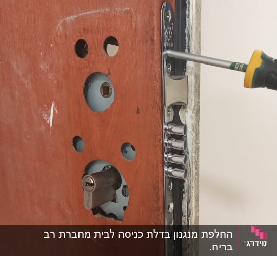 התקנת מנעול בדלת עץ עם מברג